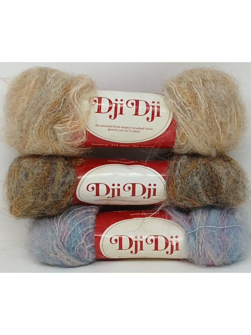 3 Skeins Berroco Dji Dji Brushed Wool Viscose Yarn Varigated Assorted Color #I-7